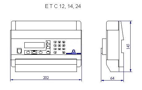 Первичные часы ETC 12 имеет габаритные размеры 202 х 145 х 64 мм.
