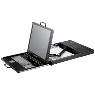 Промышленная KVM-консоль dual rail для 8 компьютеров