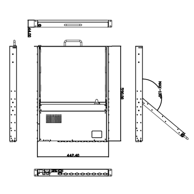 Промышленная KVM-консоль на 8 компьютеров AMK808-17CBUSD