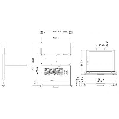 Промышленная KVM-консоль dual rail Gemini 17-RU-SEA