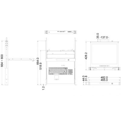Промышленная KVM-консоль single rail Unicorn 19-RU-SEA
