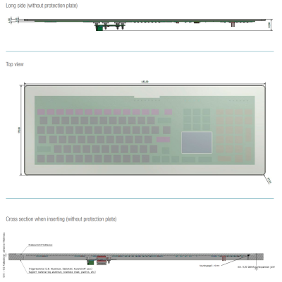 Емкостная стеклянная клавиатура с тачпадом TKR-103-TOUCH-ADH-USB-US/EU