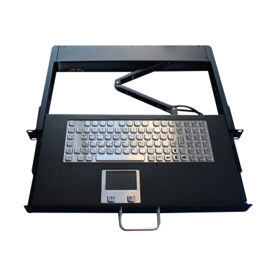 Промышленная антивандальная выдвижная клавиатура с тачпадом K-TEK-A320KP-FN-A83TP-US/RU-USB