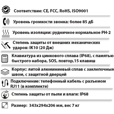 Промышленный всепогодный аналоговый телефон TALK-1201