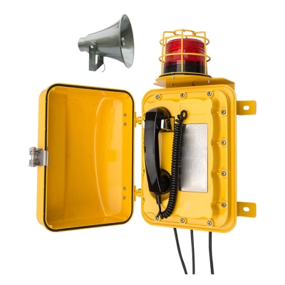 Промышленный всепогодный аналоговый телефон с фонарем и рупором
