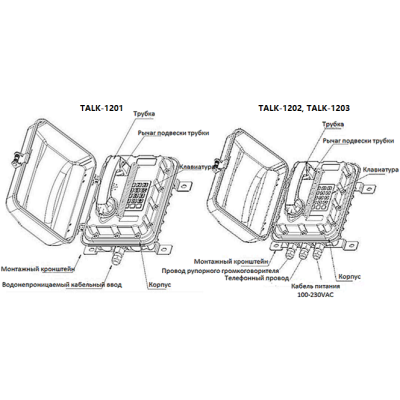 Промышленный всепогодный аналоговый телефон с рупором TALK-1202-AD