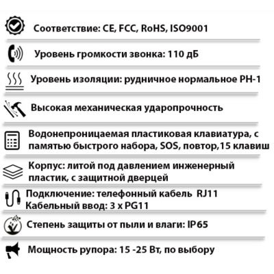 Промышленный всепогодный аналоговый телефон с рупором TALK-1205