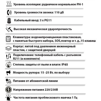 Промышленный всепогодный аналоговый телефон с рупором и фонарем TALK-1205-L
