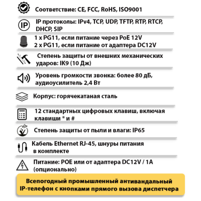 Промышленный всепогодный IP-телефон TALK-3837