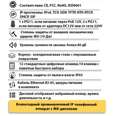 Промышленный всепогодный IP-телефон с дисплеем TALK-3116-D