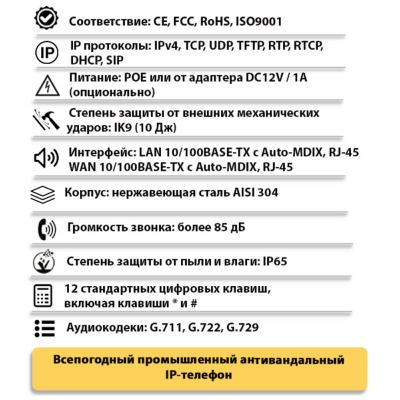 Промышленный всепогодный антивандальный IP-телефон TALK-3037