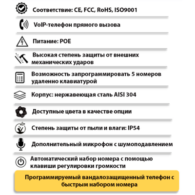 Антивандальный IP-телефон прямого вызова TALK-3035