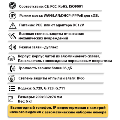 Промышленное всепогодное видеопереговорное IP-устройство TALK-3841