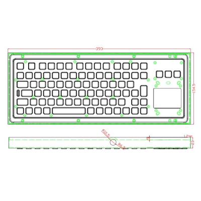 Антивандальная настольная клавиатура с тачпадом и подсветкой K-TEK-M380TP-FN-DT-BL-US/RU-USB
