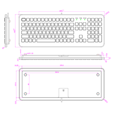 Настольная силиконовая клавиатура с подсветкой K-TEK-M399KP-FN-BL-DT-US/RU-USB