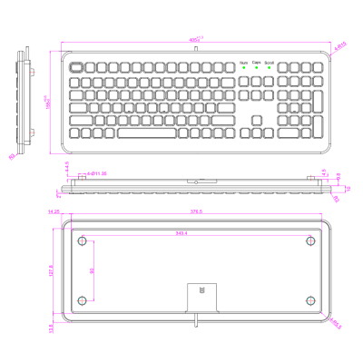 Настольная силиконовая клавиатура K-TEK-M399KP-FN-DT-B-US/RU-USB