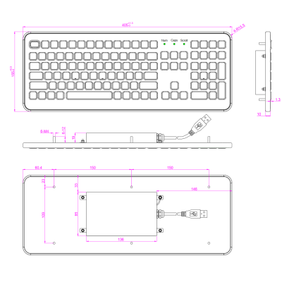 Панельная силиконовая клавиатура K-TEK-M399KP-FN-US/RU-USB
