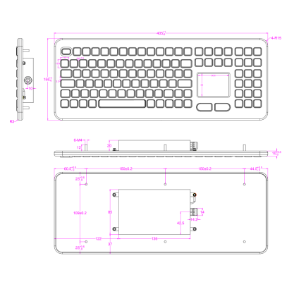 Выдвижная силиконовая клавиатура с тачпадом K-TEK-M399TP-KP-FN-V01-US/RU-USB