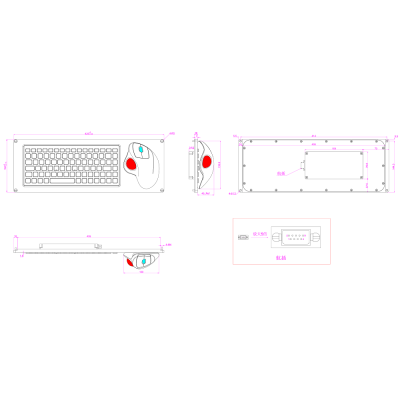 Панельная силиконовая клавиатура с трекболом и подсветкой K-TEK-M425-OTB-FN-BL-NV-151B-US/RU-USB